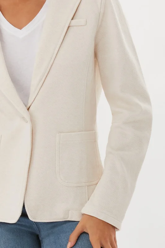 Ecru KNIT TWILL BLAZER - ECRU