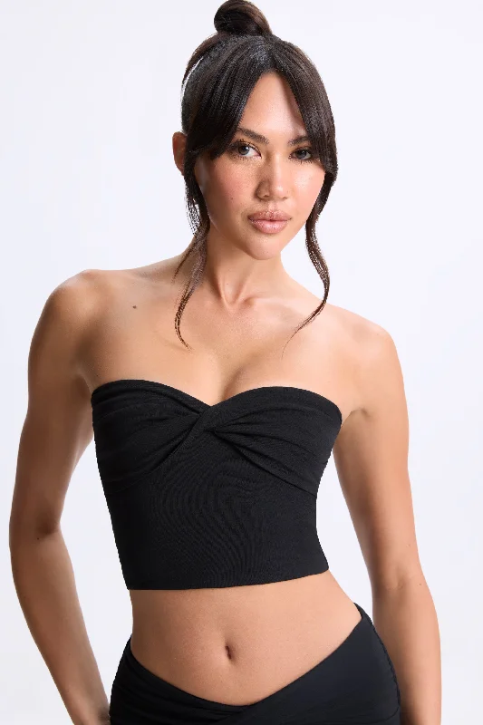 Twist-Front Bandeau Top in Black