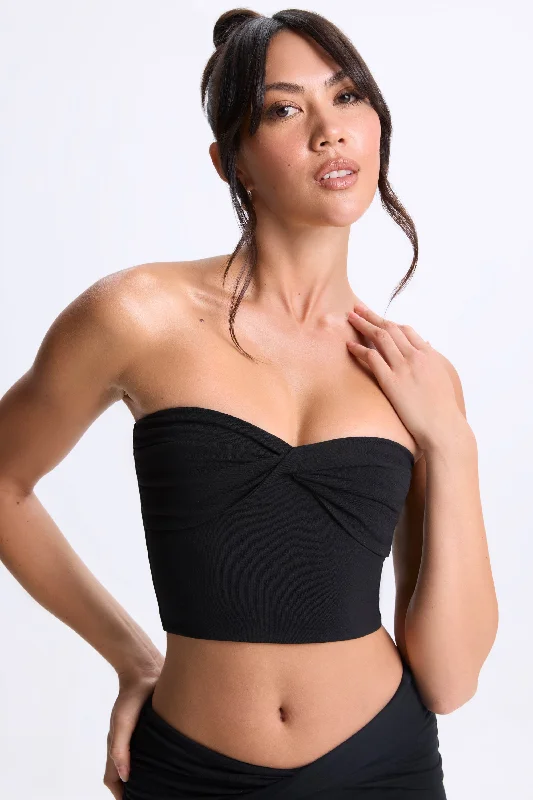 Twist-Front Bandeau Top in Black