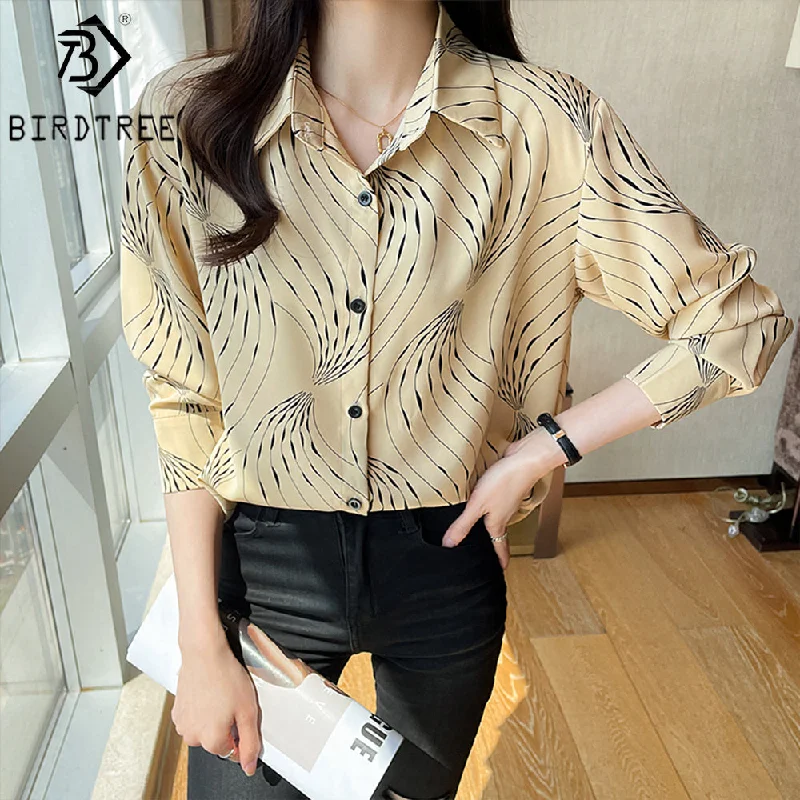 Factory Sale Women Geometry Printing Shirt 2022 Autumn New Style Long Sleeves Female Cheap Clothes Blouses Tops T27611X