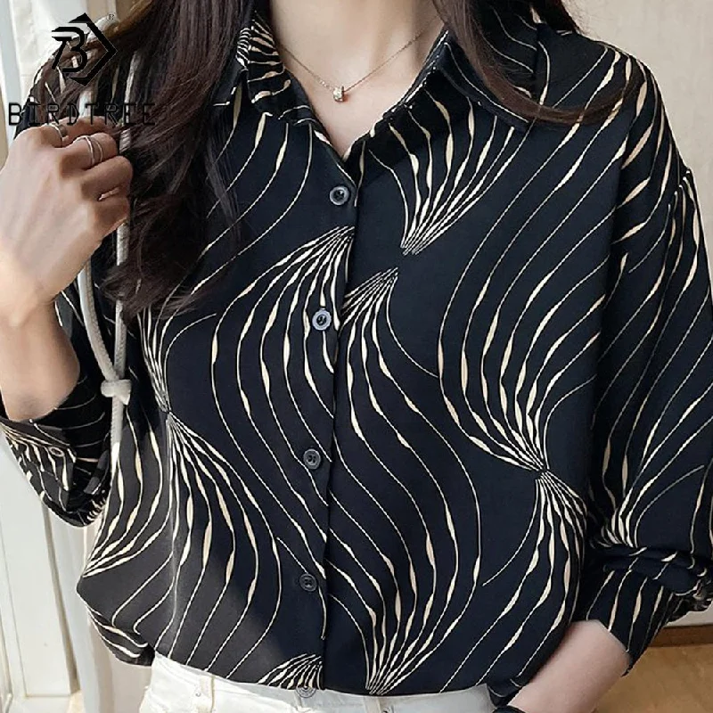 Factory Sale Women Geometry Printing Shirt 2022 Autumn New Style Long Sleeves Female Cheap Clothes Blouses Tops T27611X