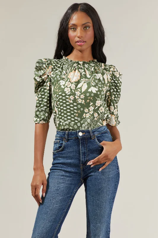 Fernwood Floral Drape Sleeve Top