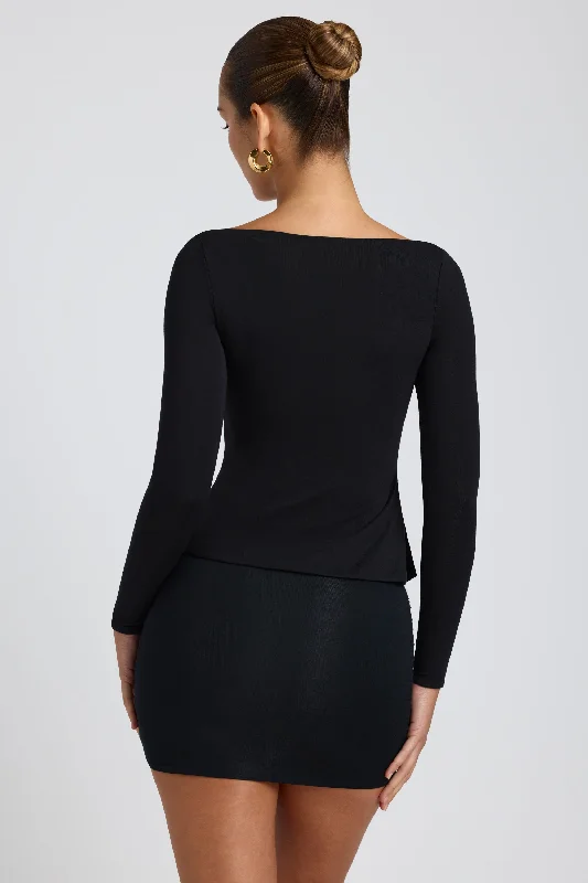 Modal Sweetheart-Neck Top in Black