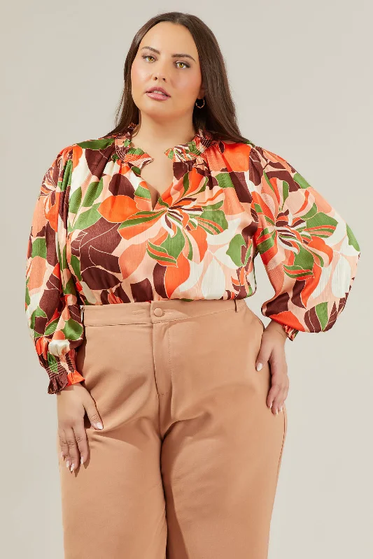 Gilda Rodeo Split Neck Satin Blouse Curve