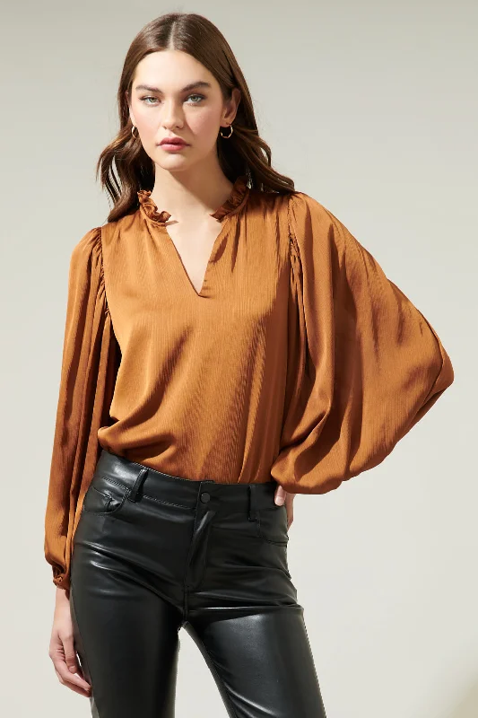 Hathaway Split Neck Long Sleeve Blouse