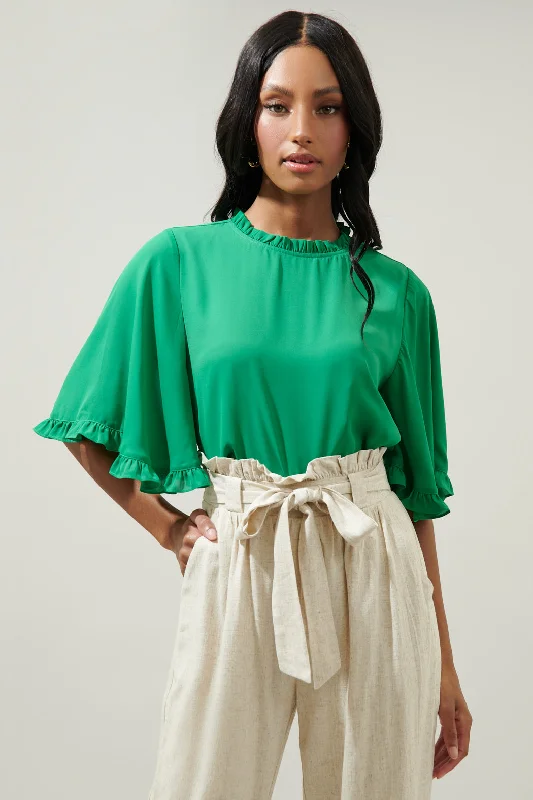 Heartbreaker Bell Sleeve Ruffle Blouse