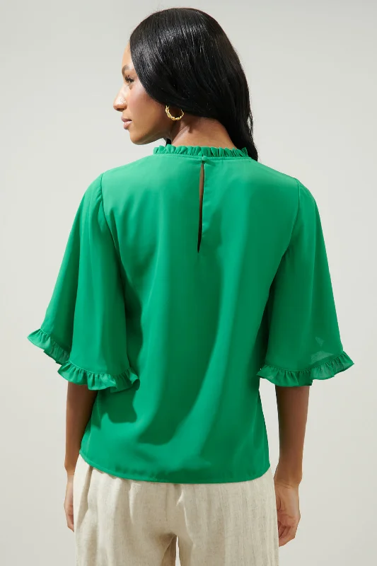 Heartbreaker Bell Sleeve Ruffle Blouse