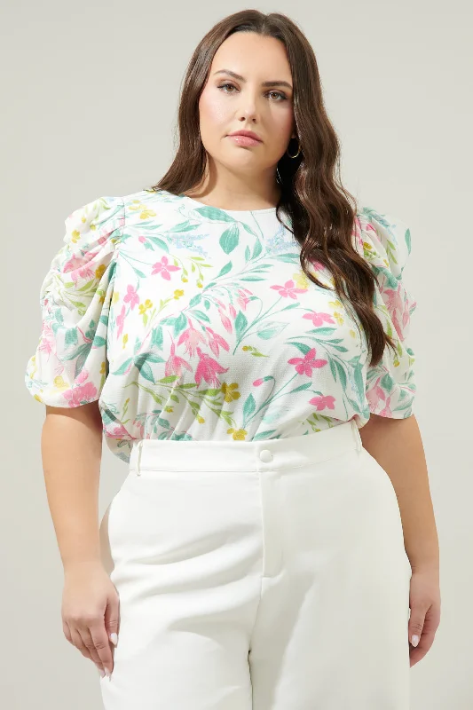 Jacinda Floral Beverly Drape Sleeve Blouse Curve