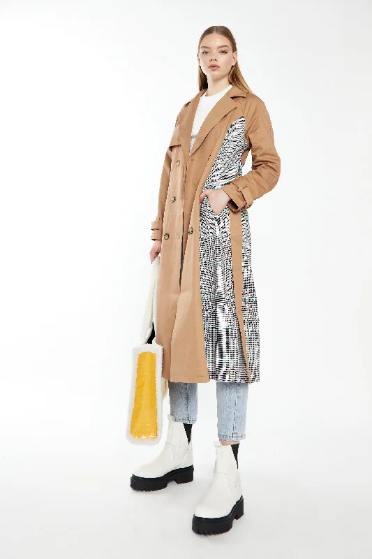 Glamorous Stone Check Trench Coat