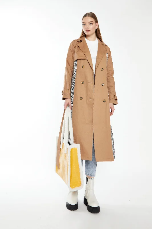 Glamorous Stone Check Trench Coat