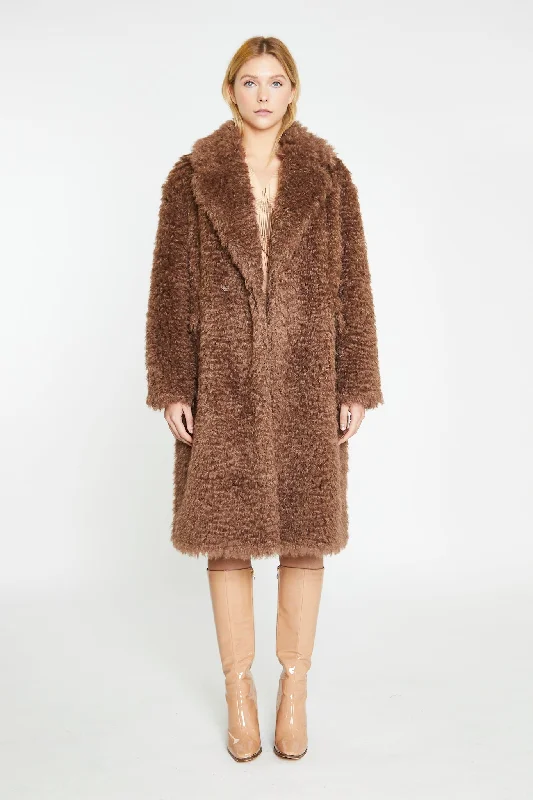 Walnut Faux-Fur Midi-Coat