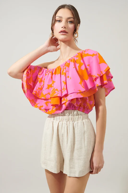 Lava Flow Charmer One Shoulder Ruffle Top