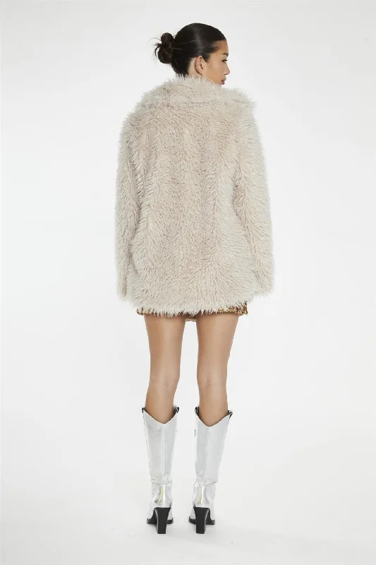 Light-Stone Faux Fur Coat