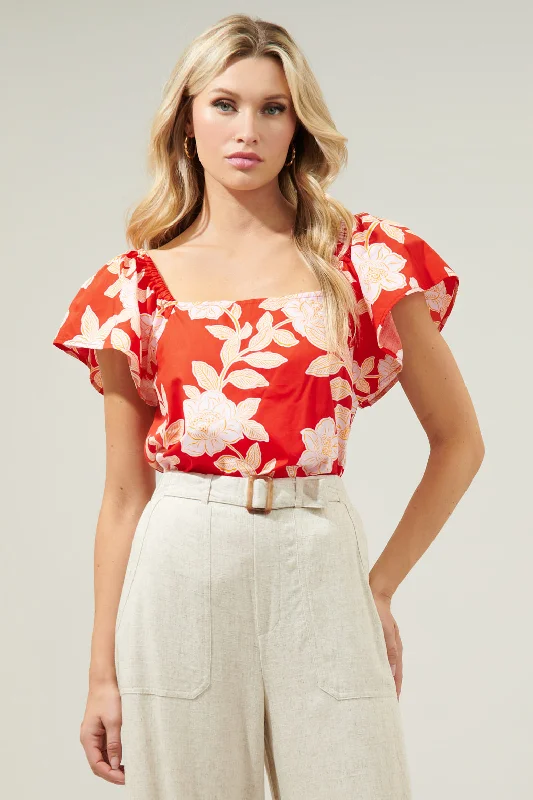 Lilo Tropics Swazi Flutter Sleeve Top