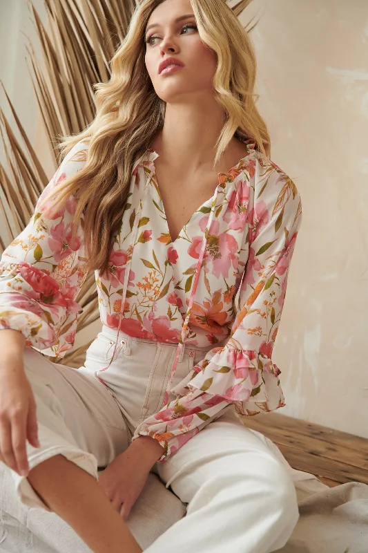 Maldonado Floral Bijou Balloon Sleeve Blouse