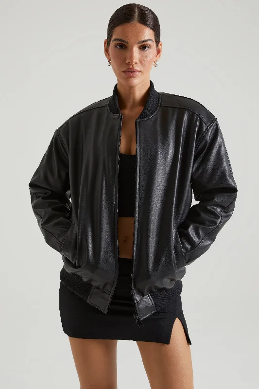 Faux Leather Jacket in Black