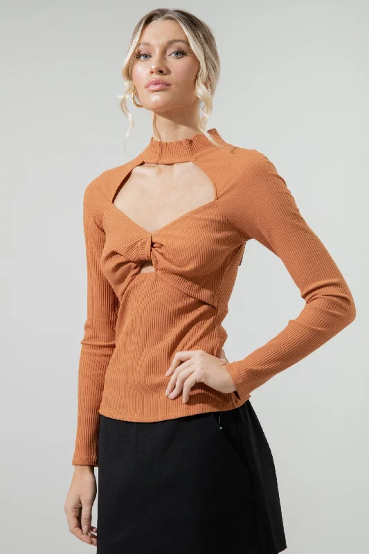 McKay Sweetheart Twist Front Cut Out Top