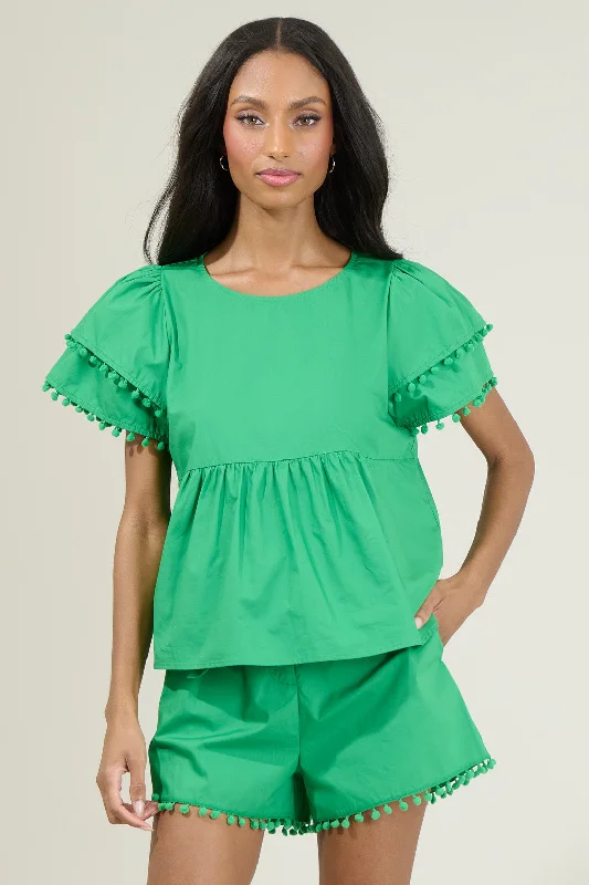 Milagro Babydoll Pom Pom Blouse