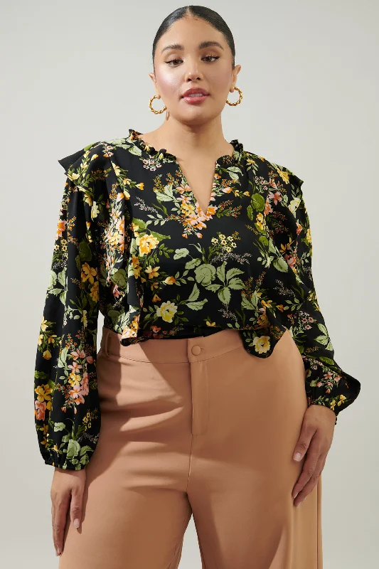 Night Bloom Wilhem Ruffle Blouse Curve