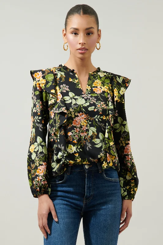 Night Bloom Wilhem Ruffle Blouse