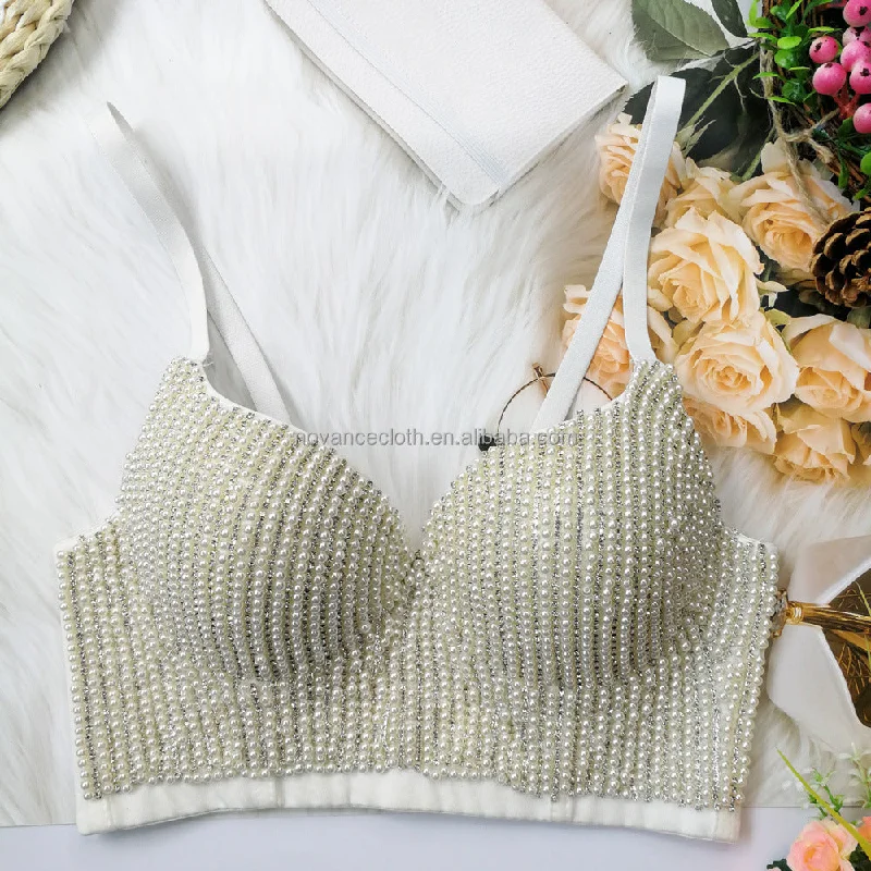 Novance Trending Products 2022 New Arrivals Hot Girl Short Tube Top Camisole Beaded Bright Diamond Women Underwear Panties