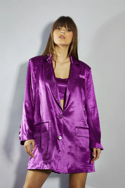 Purple Classic Oversized-Blazer