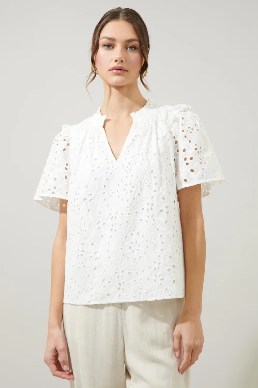 Rain or Shine Eyelet Top