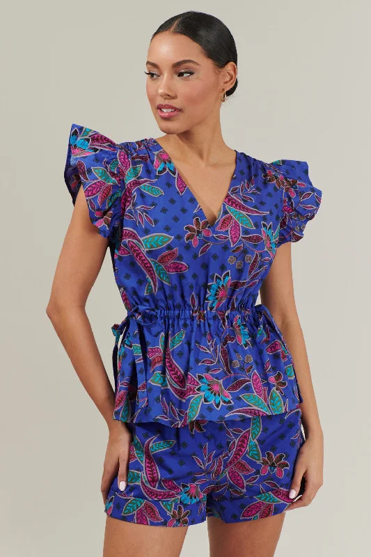 Rayanne Indigo Chia Flutter Peplum Top