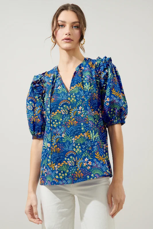 Ruya Floral Noche Tie Neck Blouse