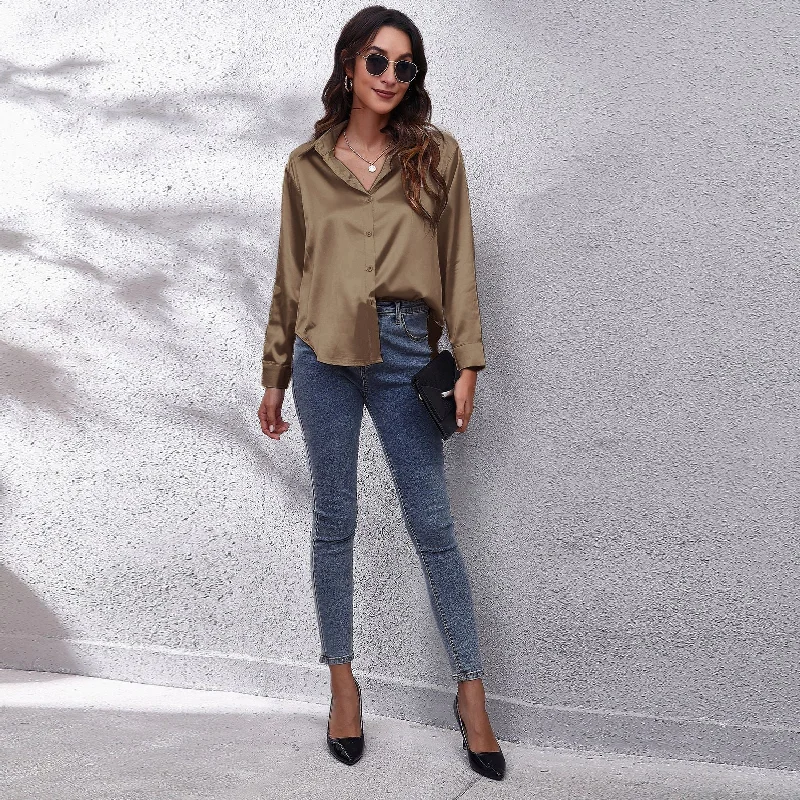 Silk Women's Shirt Long Sleeve Fashion Woman Blouses 2023 Satin Top Female Shirts and Blouse Basic Ladies Tops OL Women Clothing