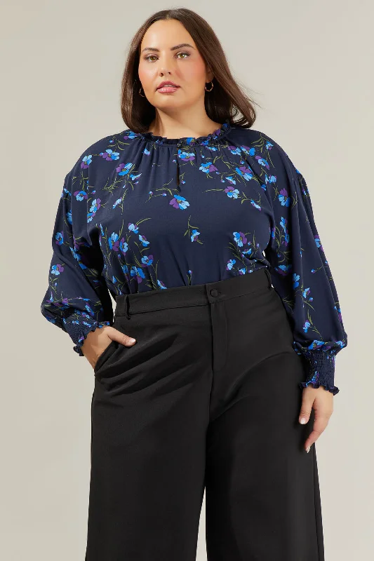 Torun Floral Split Neck Blouse Curve