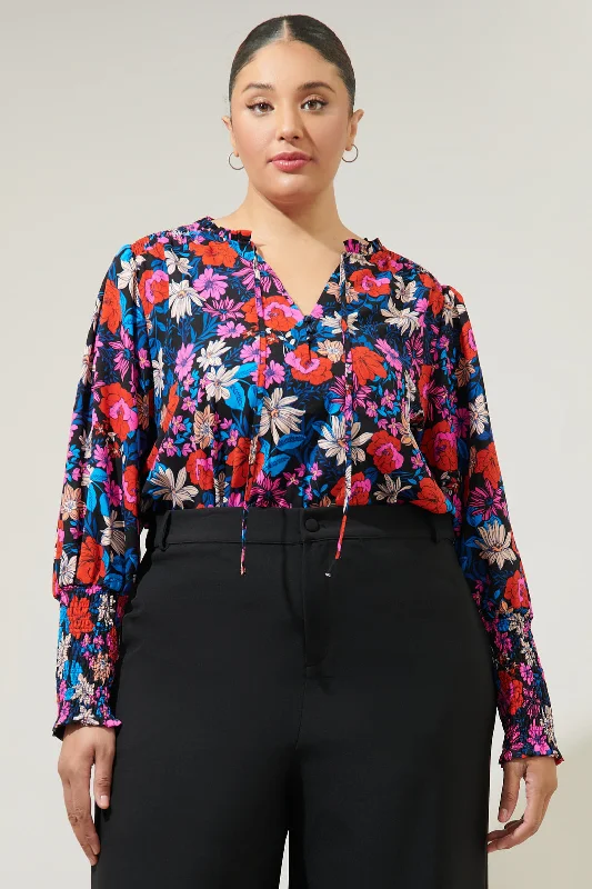 Ultra Flora Ulysses Split Neck Blouse Curve