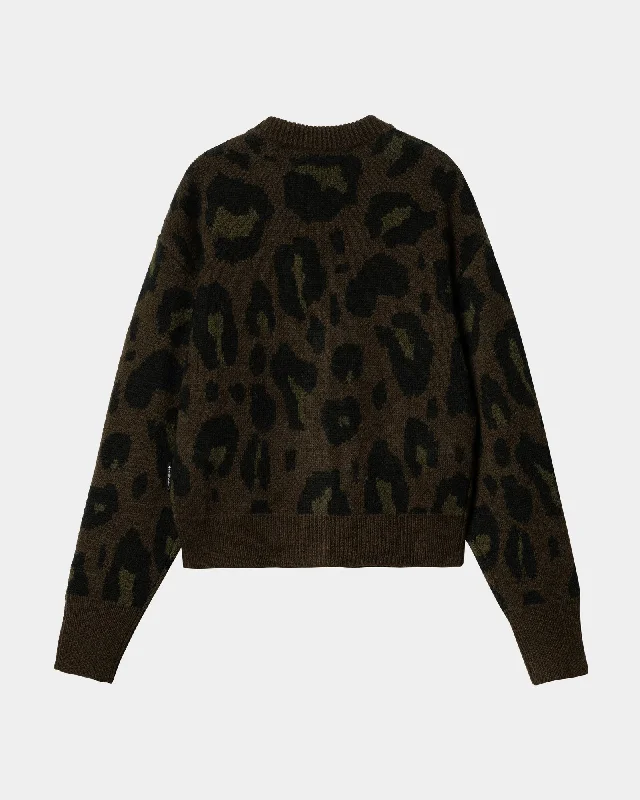 Women’s Merton Cardigan | Tamarind Camo Leopard Jacquard